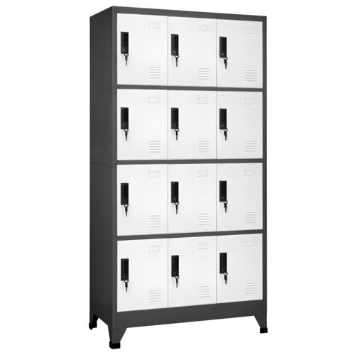 vidaXL Armoire à casiers Anthracite et blanc 90x45x180 cm Acier