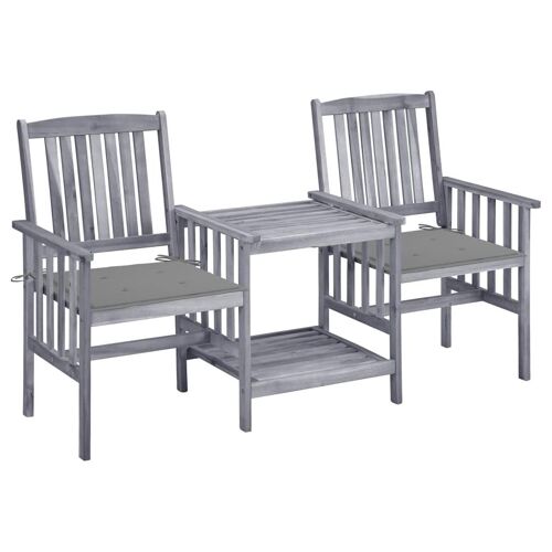 Vidaxl Chaises De Jardin Avec Table À Thé Et Coussins Acacia Solide