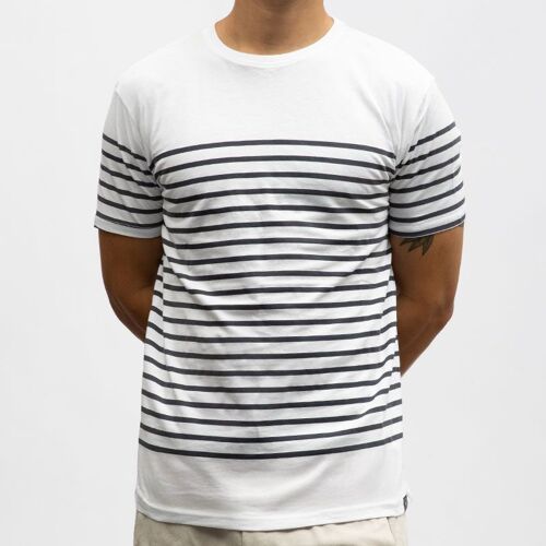 Tee Shirt Mc Coton Navy And White Tell-Ds Homme Paname Brothers