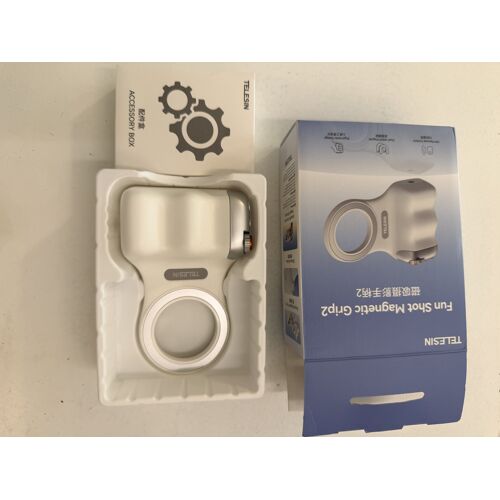 TELESIN Fun Shot Magnetic Grip 2 blanc poignée smartphone MagSafe Bluetooth