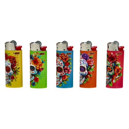 BRIQUET BIC MINI TETE DE MORT 2 X5