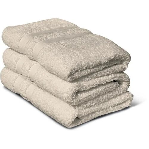 Lovely Home Lot De 3 Serviettes De Bain Coton Beige 50 X 100 Cm 500 G/M²
