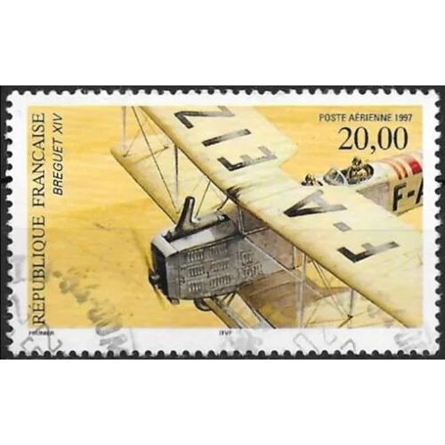 France 1997, Beau Timbre De Poste Aérienne Yvert 61, Avion Biplan Bréguet 14, Oblitéré, Tbe