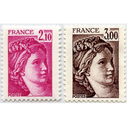France 1978, Très Beaux Timbres Neufs** Luxe Yvert 1978 Et 1979, Sabine Par Gandon, D'après L'oeuvre Du Peintre David, 2.10f. Rose Lilas Et 3f. Brun.