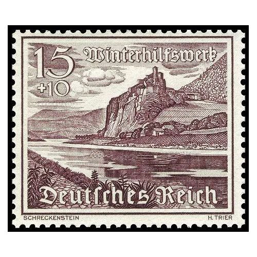 Allemagne, 3ème Reich 1939, Très Beau Timbre Neuf** Luxe Yvert 660, Ruines Du Schreckenstein, 15pf. Brun Lilas Avec Surtaxe Au Profit Du Secours D'hiver.