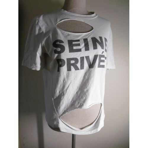 Claudie Pierlot Tee Shirt Grunge Blanc T 3 Soit T 38 40