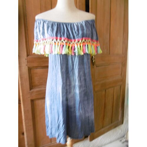 Robe Bain De Soleil Franges Multicolore T 36 38