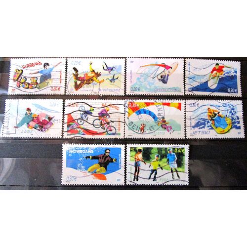2004. Série Complète F3691 À F3700: Collection Jeunesse - Les Sports De Glisse.