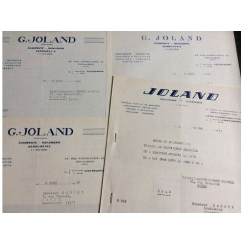 5 Lettres Des Établissements Joland (Menuiserie-Charpente-Ivry Sur Seine) 1949