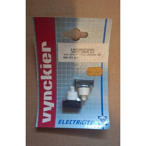 Blister de 2 interrupteurs unipolaires 2A pour pied de lampe, applique, etc. Marque Wyckier, référence 071001.