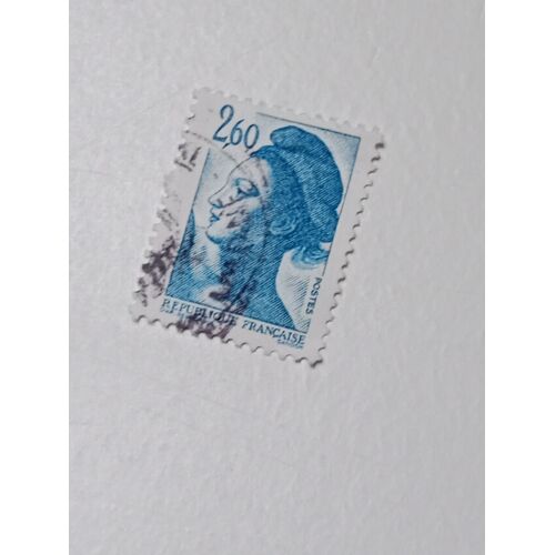 Timbre France 2,60 Oblitéré Yvert N° 2221 Type Liberte Delacroix Bleu Clair De 1981