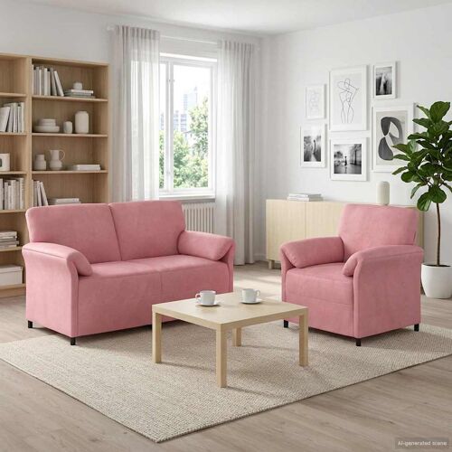 vidaXL Ensemble de Canapés 2 pc Rose Velours