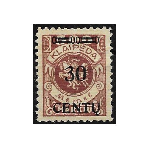 Lituanie, Enclave De Memel 1923, Beau Timbre Klaipéda Yvert 154, Armes De La Ville 500 Markiu Brun Jaune Surchargé "30 Centu", Neuf*