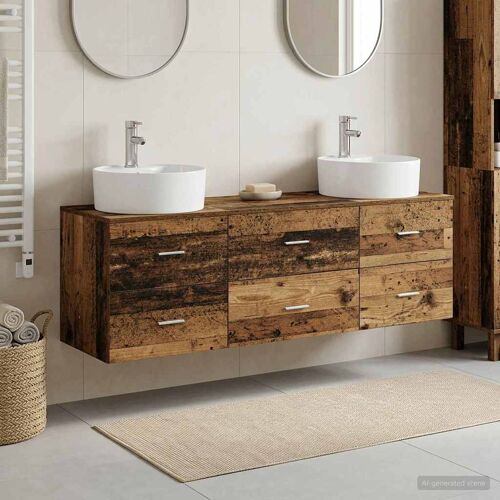 vidaXL Ensemble d'armoire de salle de bain 3 pc Bois ancien