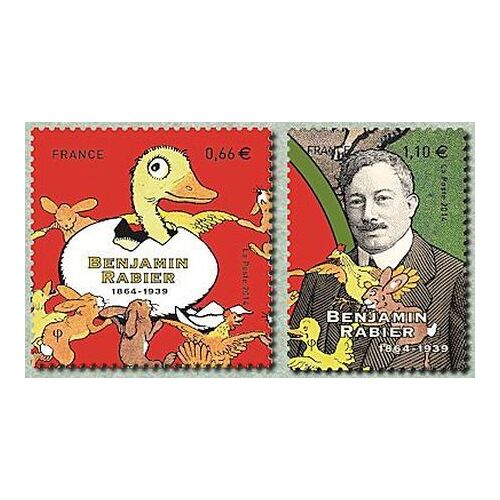France 2014, Très Beaux Timbres Neufs** Luxe Yvert 4866 Et 4867 Benjamin Rabier, Illustrateur, Auteur De Bande Dessinée Français, Auteur Du Dessin De La Vache Qui Rit, Du Personnage Du Canard Gédéon.