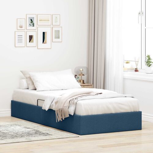 vidaXL Cadre de lit ottoman avec stockage Bleu 100 x 200 cm tissu