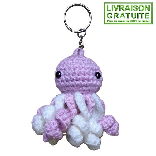 Porte-Clés Neuf Pieuvre Au Crochet Fait Main Octopus (Réf 2)