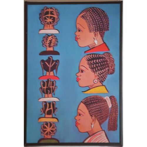 Peintutre Reproduction sur Toile Senegal, Afrique. Enseigne Coiffeur