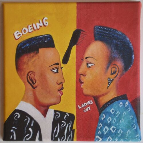 Peinture REPRO sur toile Afrique, Enseigne coiffeur