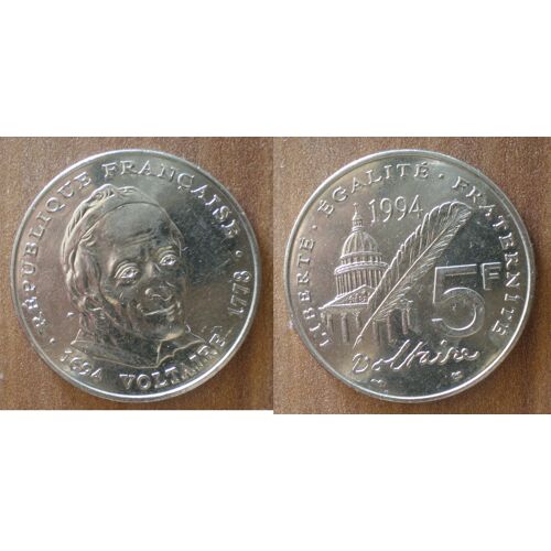 France 5 Francs 1994 Voltaire Piece Commemorative Franc