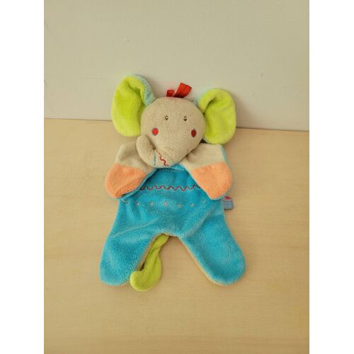 Doudou éléphant bleu multicolore sucre d orge