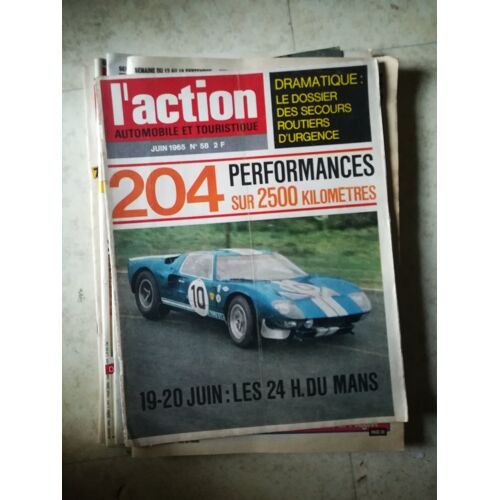 Action Automobile 58 De 1965 Guide 24h Mans,Peugeot 204,Simca 1500 Gl Break,Renault,Perigord