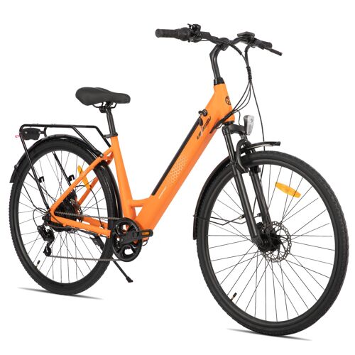 Vélo Électrique Lamassu - 28" - Moteur De 250 W,Autonomie De 60 Km,Cadre En Aluminium,Unisexe - Shimano À 7 Vitesses - Orange