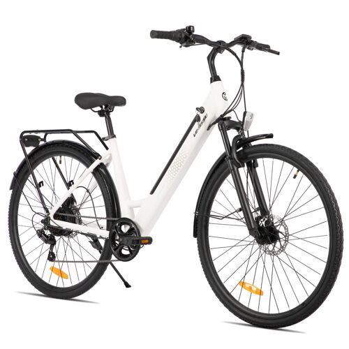 Vélo Électrique Lamassu - 28" - Moteur De 250 W,Autonomie De 60 Km,Cadre En Aluminium,Unisexe - Shimano À 7 Vitesses - Blanc