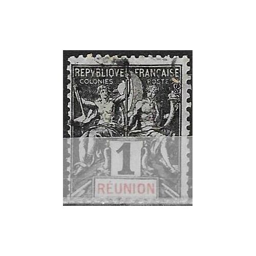 La Réunion, Colonie Française 1892, Beau Timbre Classique Oblitéré Yvert 32, Type Sage "Colonies", 1c. Noir.