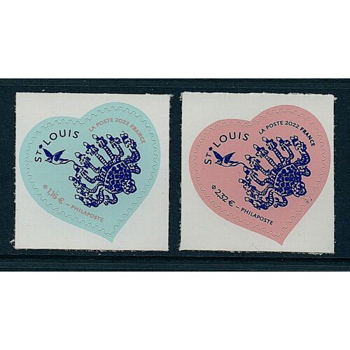 Saint Valentin : Coeurs De Saint Louis La Paire Année 2022 Autoadhésifs N° 2097 2098 Yvert Et Tellier Luxe