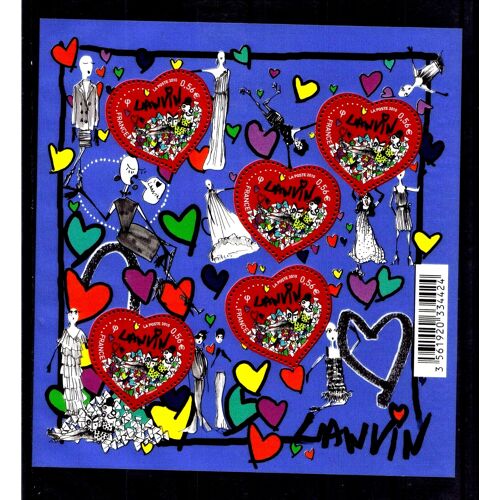 Saint Valentin : Coeurs De La Maison De Couture Lanvin Bloc Feuillet 129 Année 2010 N° 4432a Yvert Et Tellier Luxe