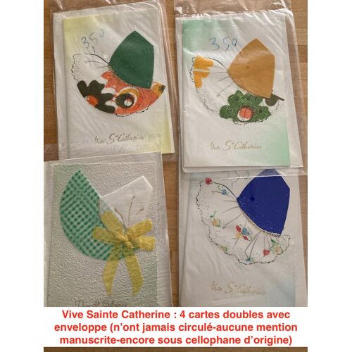 Vive Sainte Catherine : 4 Cartes Doubles Avec Enveloppe (N’Ont Jamais Circulé-Aucune Mention Manuscrite-Encore Sous Cellophane D’Origine)