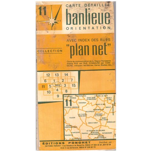 Carte Détaillée Banlieue Orientation 11 Plaisir - Versailles - Editions Ponchet, Plan Net - 1976
