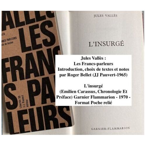 2 Livres De Jules Vallès : Les Francs-Parleurs / L' Insurgé (Très Bon État Intérieur - Reliure Abimée Concernant "L' Insurgé")