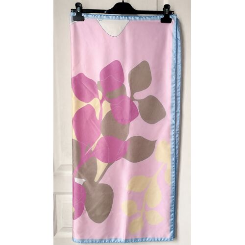 Marja Kurki Foulard En Soie À Fleurs Rose Et Doré, Taille Unique, 85cm, 100% Soie, Neuf
