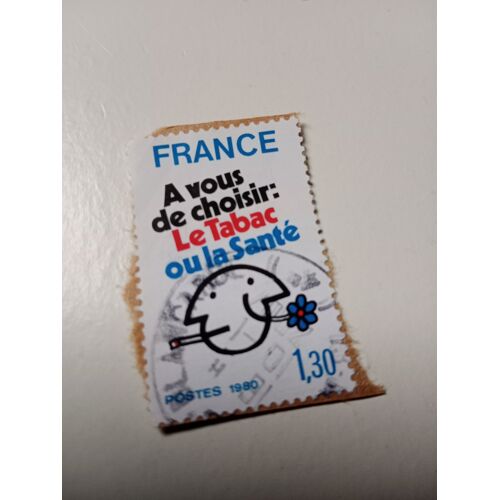 Timbre France 1,30 Yvert N° 2080 Lutte Contre Le Tabagisme De 1980 S