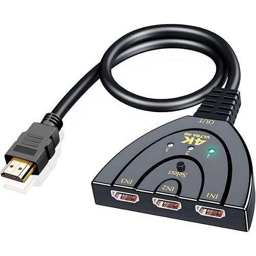 Commutateur HDMI 4K Sélecteur Splitter 3 Entrées HDMI vers 1 Sortie HDMI