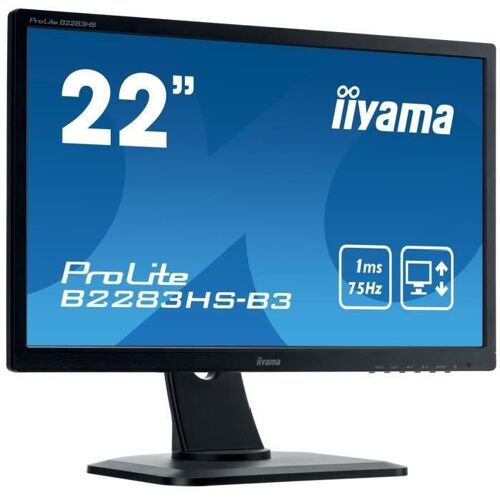 iiyama ProLite B2283HS-B3 - Écran LED - 21.5" - 1920 x 1080 Full HD (1080p) @ 60 Hz - TN - 250 cd/m² - 1000:1 - 1 ms - HDMI, VGA, DisplayPort - haut-parleurs - noir