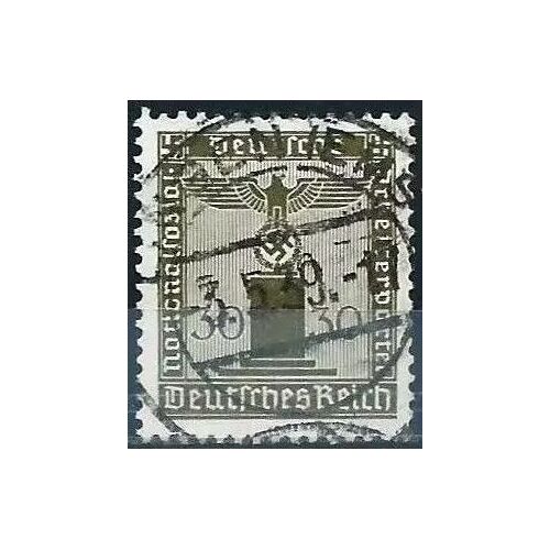 Allemagne, 3ème Reich 1938, Beau Timbre De Service Yvert 114, Grand Aigle Et Croix Gammée Sur Socle, 30pf. Brun Olive, Filigrane Croix Gammées, Oblitéré, Tbe.