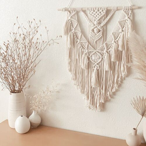 Tapisserie Murale Bohème En Macramé ¿ Tissée À La Main Avec Franges, Décoration De Fond De Mur Pour Salon, Chambre Ou Couloir ¿ Artisanat Authentique Et Style Intemporel