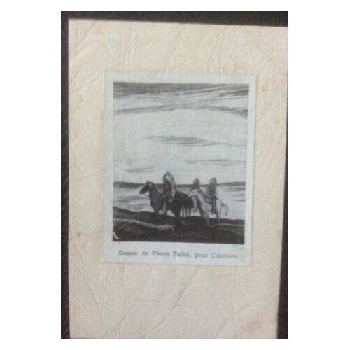 Dessin De Pierre Falké Pour Clairiere (6x8 Cm Collé Sur Carton 9x14 Cm-Début Du Siècle Dernier)