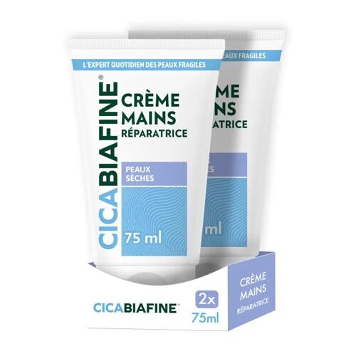 Cicabiafine - Lot De 2 Crèmes Mains Réparatrice (Tube De 75 Ml) ¿ Crème Pour Les Mains Pour Hydrater Et Réparer Intensément Les 
