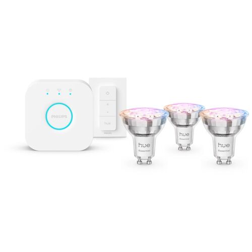 Philips Hue White And Color Ambiance Kit De Démarrage Essential : 3 Ampoules Connectées Gu10 (345 Lm) + Variateur