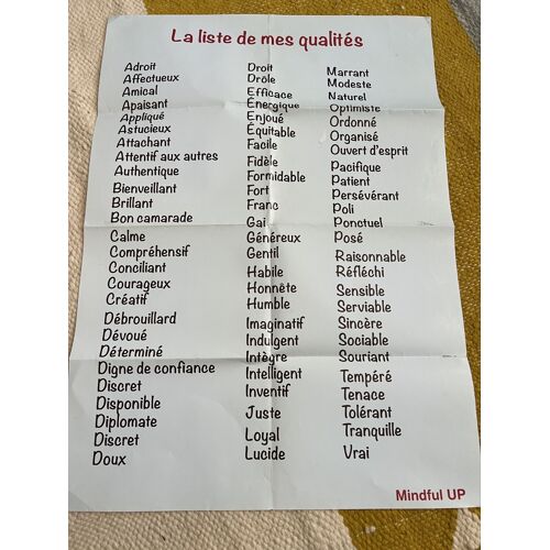 La Liste De Mes Qualités 