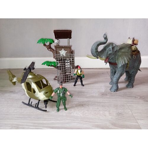 LOT SAFARI QUEST : ELEPHANT, HELICOPTERE ET TOUR DE CONTROLE (INVINCIBLE HEROES)
