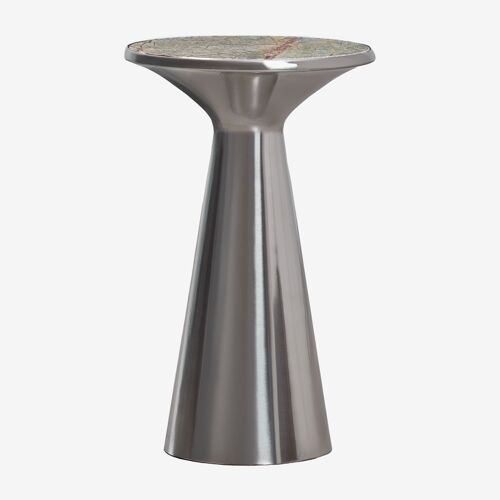 Table de chevet Ø30 cm en acier inoxydable Selmalis Marbre vert Forest