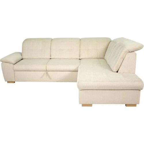 Canapé d¿angle convertible coffre BUNNY en velours côtelé beige 261 x 212 x 104 cm