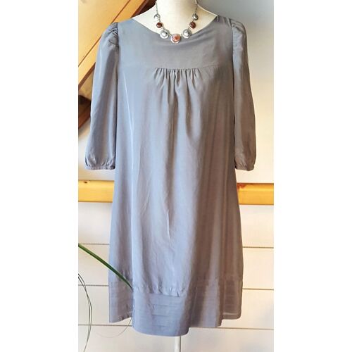 Robe Benetton Taille 36 Grise Soie Et Coton Doublée Tbe