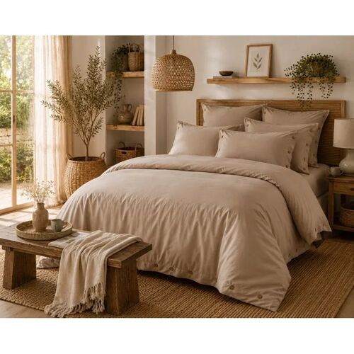 Housse De Couette En Percale 240 X 260 Cm Beige Ficelle Perrine