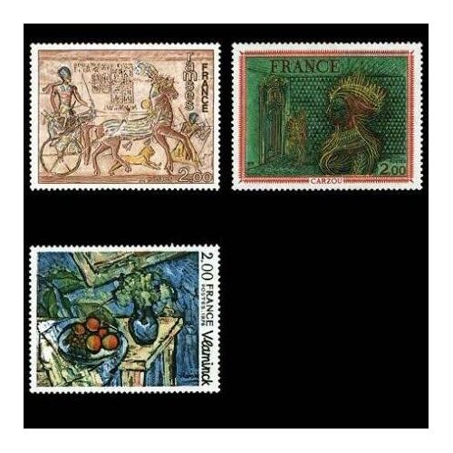 Oeuvres D'Art : Portrait De Ramsès, Oeuvre De Carzou, "Nature Morte" De Mautice De Vlaminck Série Complète Année 1976 N° 1899 1900 1901 Yvert Et Tellier Luxe